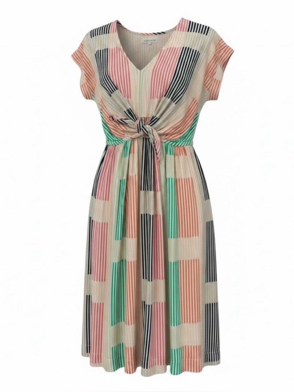 Lou and great for loft - Knot-Front Striped Midi Dress in Peach & Mint
